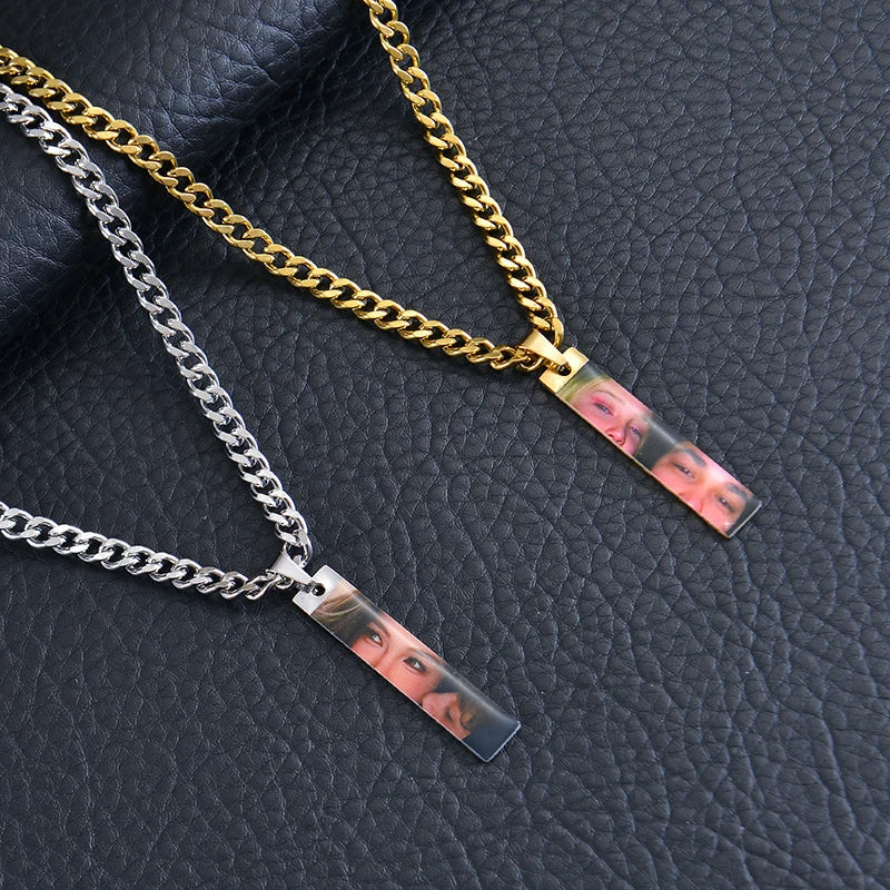 Personalize Photo Necklace Coloured Eye/Half Face Engraving Necklaces Couples Necklace With Customized Name Valentine's Day Gift