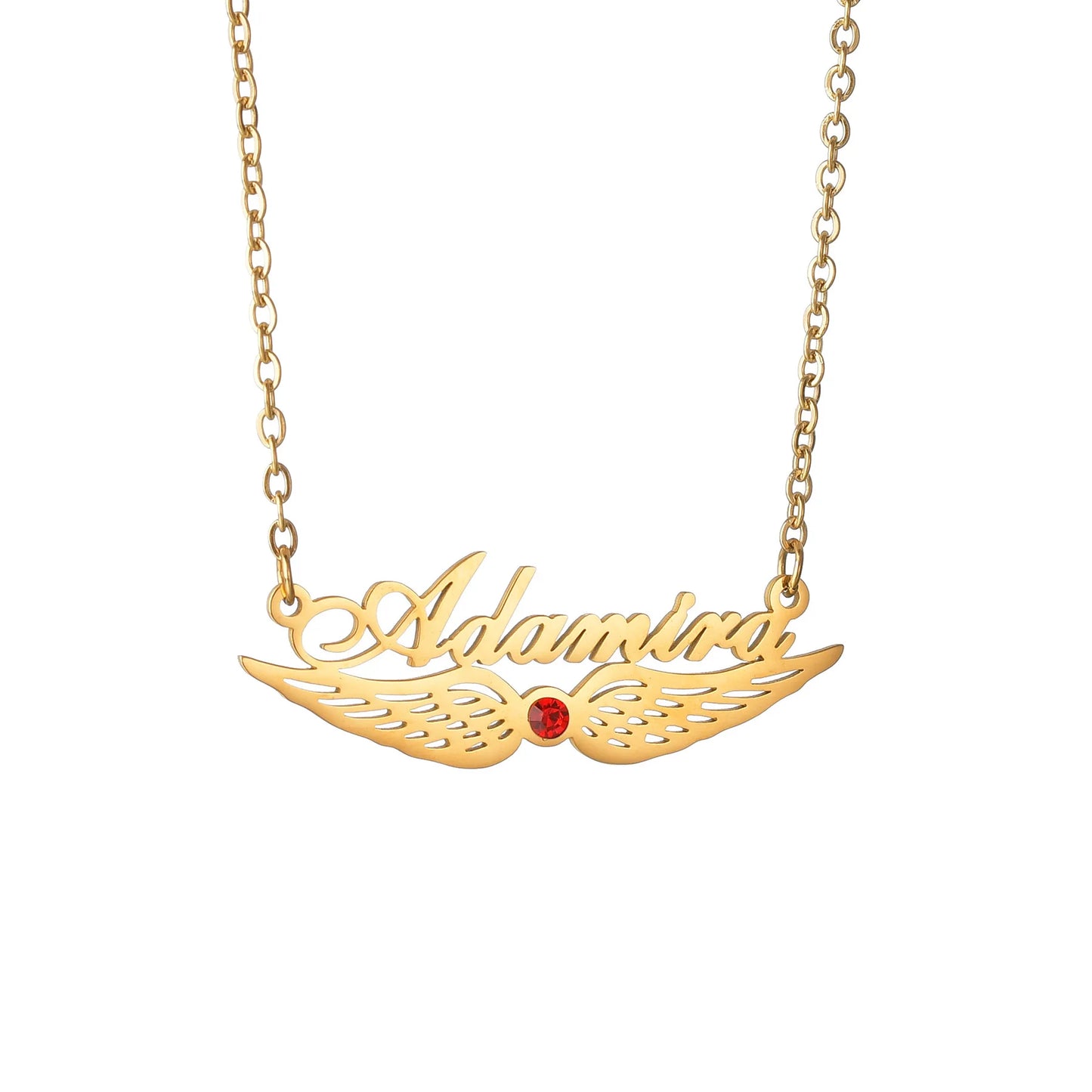 Acheerup Personalized Custom Name Necklaces for Women Stainless Steel Birthstone Zircon Link Chain Pendant Jewelry Birthday Gift