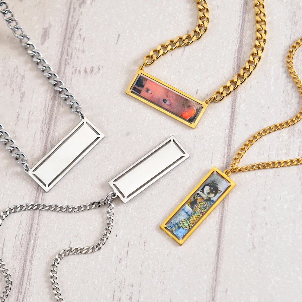 Personalize Photo Necklace Coloured Eye/Half Face Engraving Necklaces Couples Necklace With Customized Name Valentine's Day Gift