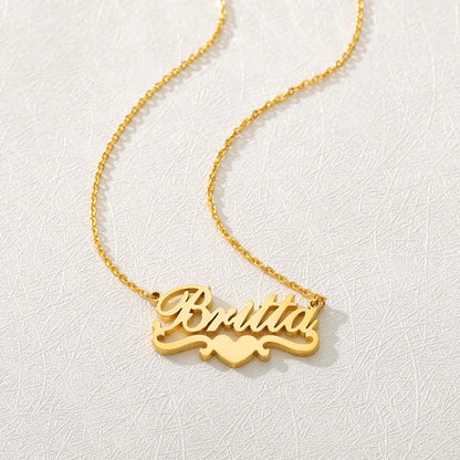 Stainless Steel Custom Name Necklaces With Heart Vintage Letter Choker Necklaces For Women Fashion Jewelry Valentine's Day Gifts