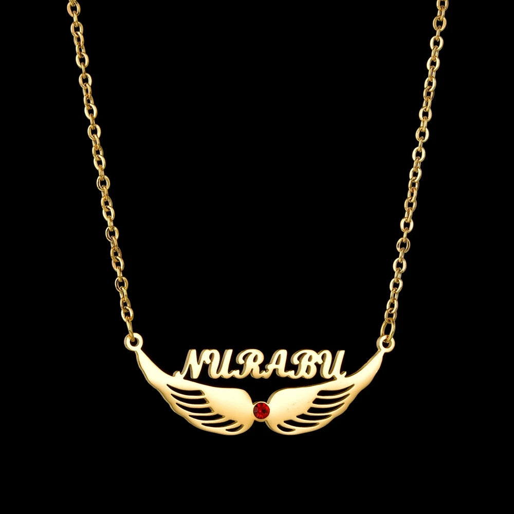 Acheerup Personalized Custom Name Necklaces for Women Stainless Steel Birthstone Zircon Link Chain Pendant Jewelry Birthday Gift