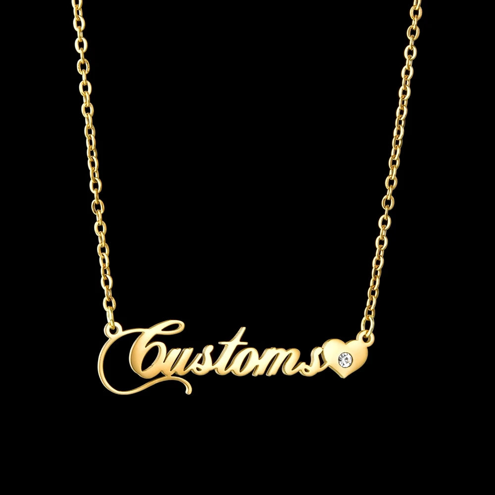 Acheerup Personalized Custom Name Necklaces for Women Stainless Steel Birthstone Zircon Link Chain Pendant Jewelry Birthday Gift
