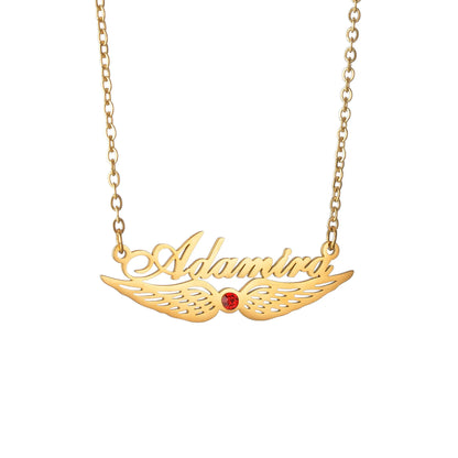 Acheerup Personalized Custom Name Necklaces for Women Stainless Steel Birthstone Zircon Link Chain Pendant Jewelry Birthday Gift