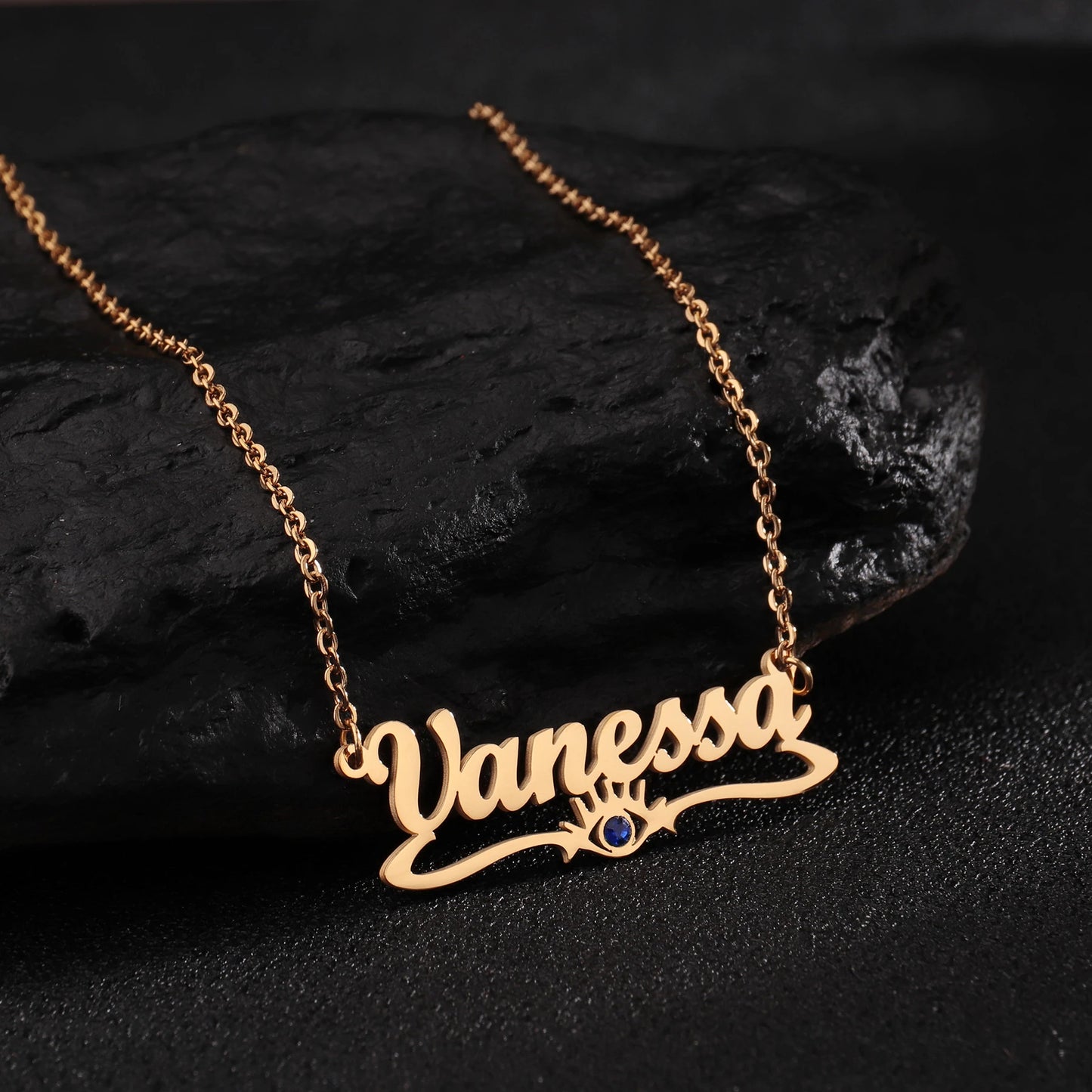 Acheerup Personalized Custom Name Necklaces for Women Stainless Steel Birthstone Zircon Link Chain Pendant Jewelry Birthday Gift