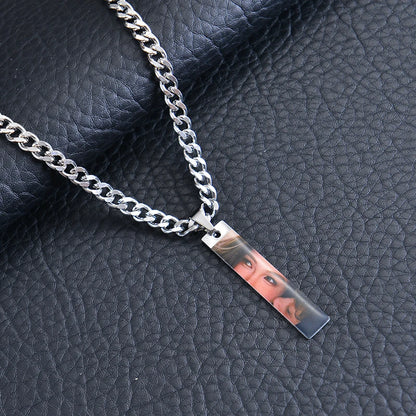 Personalize Photo Necklace Coloured Eye/Half Face Engraving Necklaces Couples Necklace With Customized Name Valentine's Day Gift