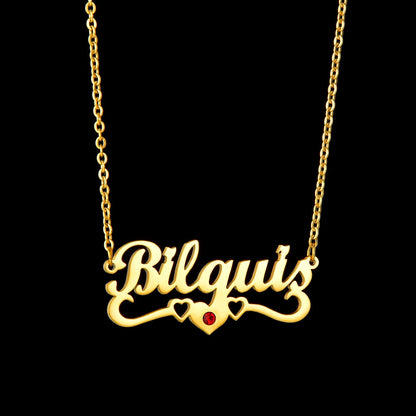 Acheerup Personalized Custom Name Necklaces for Women Stainless Steel Birthstone Zircon Link Chain Pendant Jewelry Birthday Gift