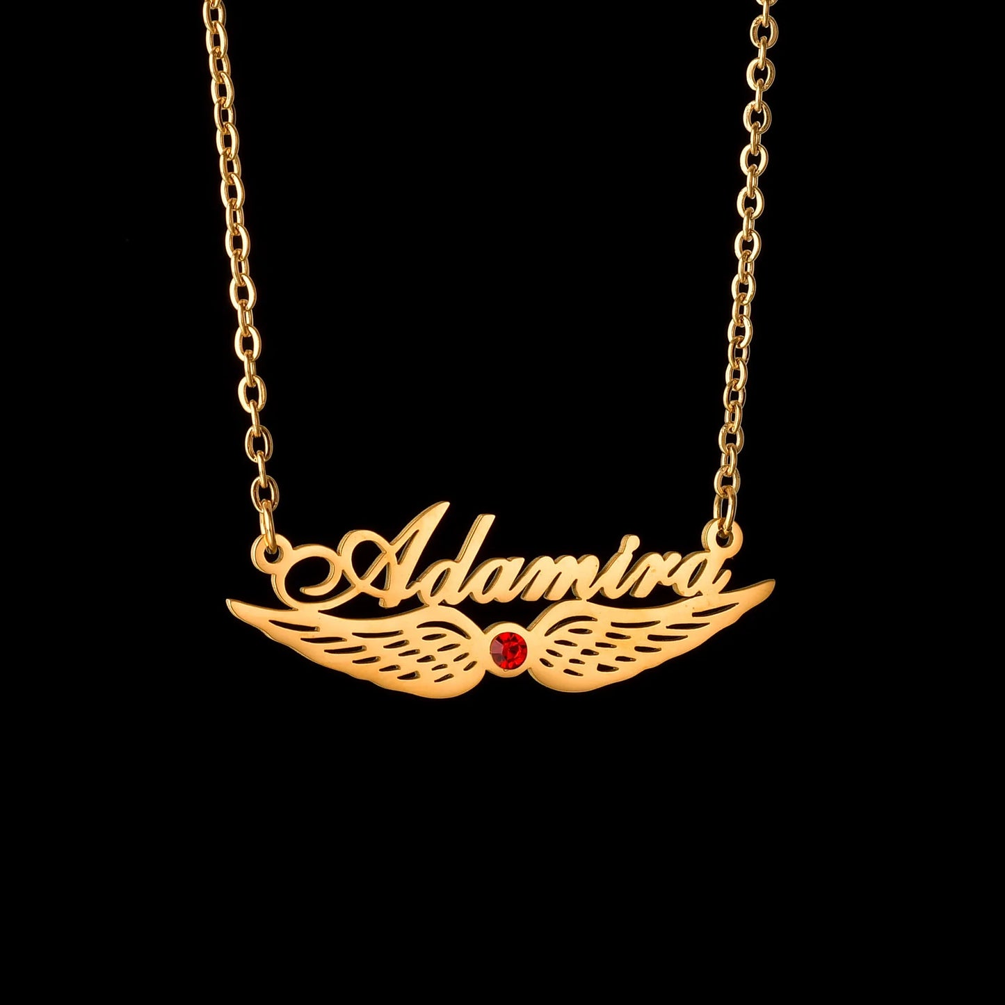Acheerup Personalized Custom Name Necklaces for Women Stainless Steel Birthstone Zircon Link Chain Pendant Jewelry Birthday Gift