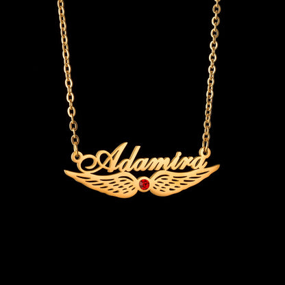 Acheerup Personalized Custom Name Necklaces for Women Stainless Steel Birthstone Zircon Link Chain Pendant Jewelry Birthday Gift