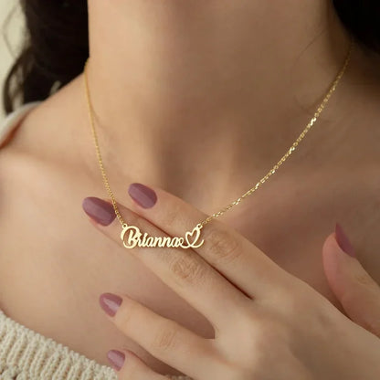 Stainless Steel Custom Name Necklaces With Heart Vintage Letter Choker Necklaces For Women Fashion Jewelry Valentine's Day Gifts