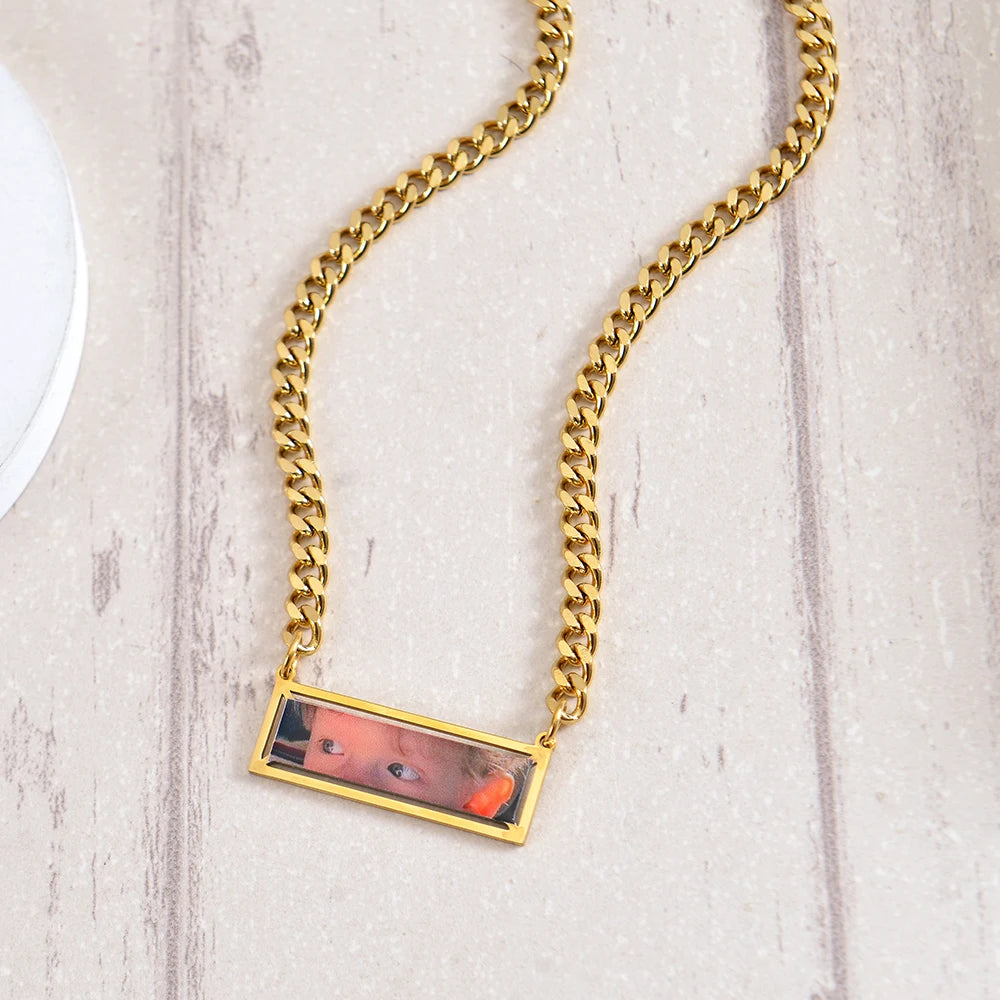 Personalize Photo Necklace Coloured Eye/Half Face Engraving Necklaces Couples Necklace With Customized Name Valentine's Day Gift