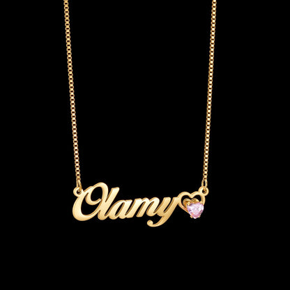Acheerup Personalized Custom Name Necklaces for Women Stainless Steel Birthstone Zircon Link Chain Pendant Jewelry Birthday Gift