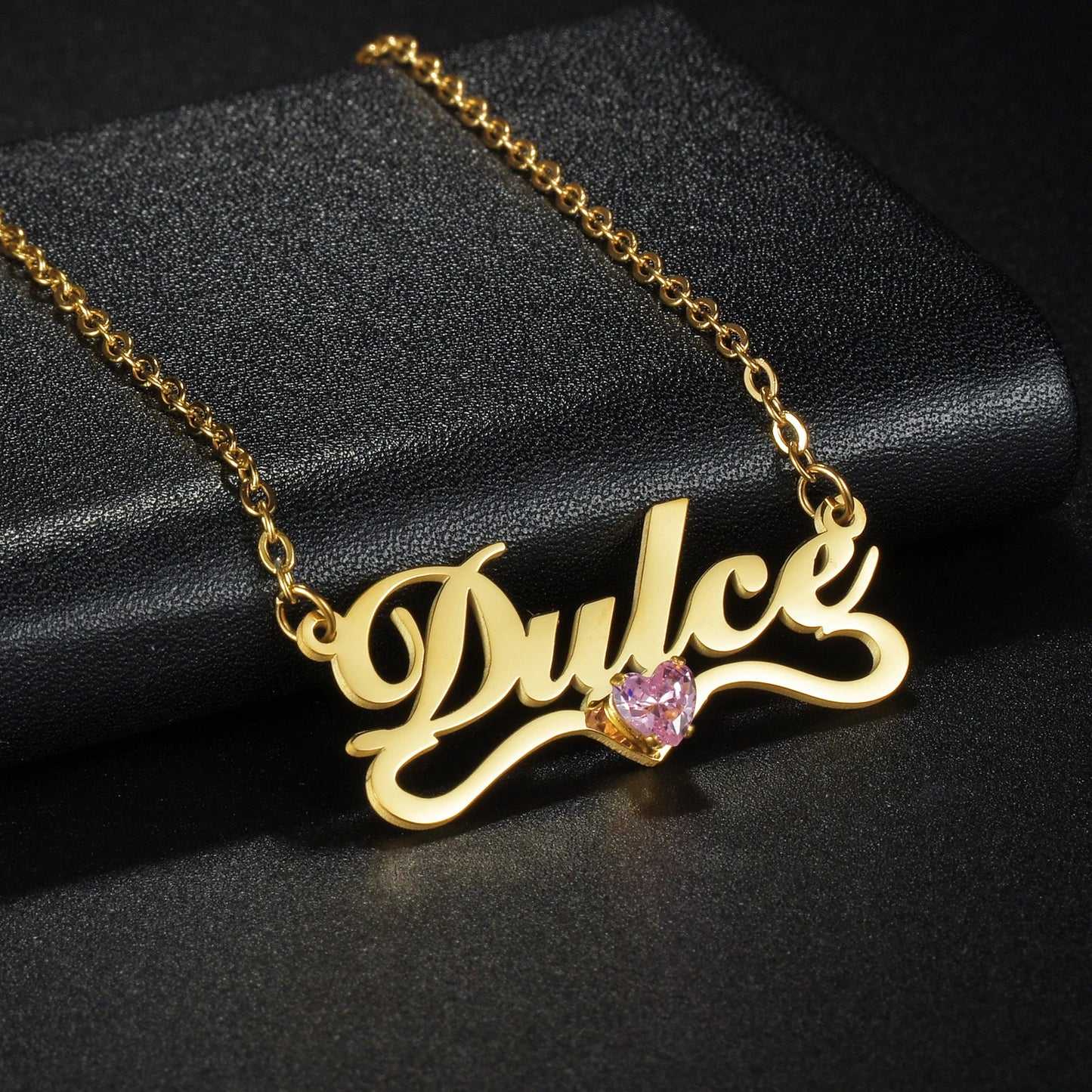 Acheerup Personalized Custom Name Necklaces for Women Stainless Steel Birthstone Zircon Link Chain Pendant Jewelry Birthday Gift