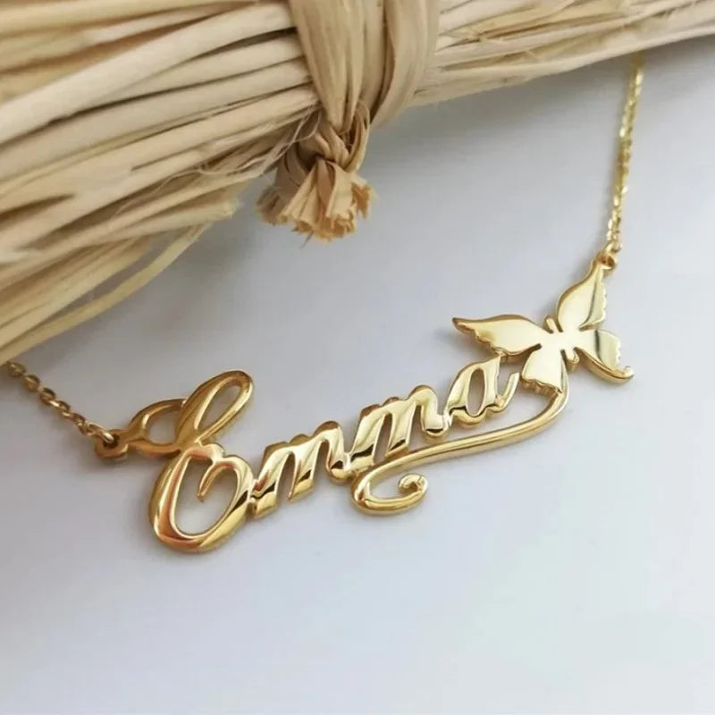 Stainless Steel Custom Name Necklaces With Heart Vintage Letter Choker Necklaces For Women Fashion Jewelry Valentine's Day Gifts