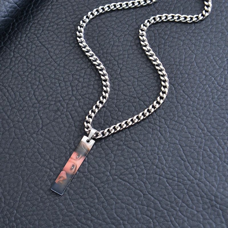 Personalize Photo Necklace Coloured Eye/Half Face Engraving Necklaces Couples Necklace With Customized Name Valentine's Day Gift