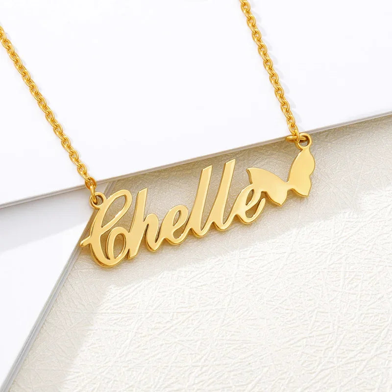 Stainless Steel Custom Name Necklaces With Heart Vintage Letter Choker Necklaces For Women Fashion Jewelry Valentine's Day Gifts