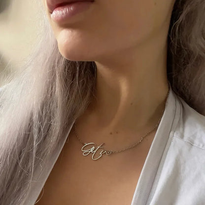 Stainless Steel Custom Name Necklaces With Heart Vintage Letter Choker Necklaces For Women Fashion Jewelry Valentine's Day Gifts