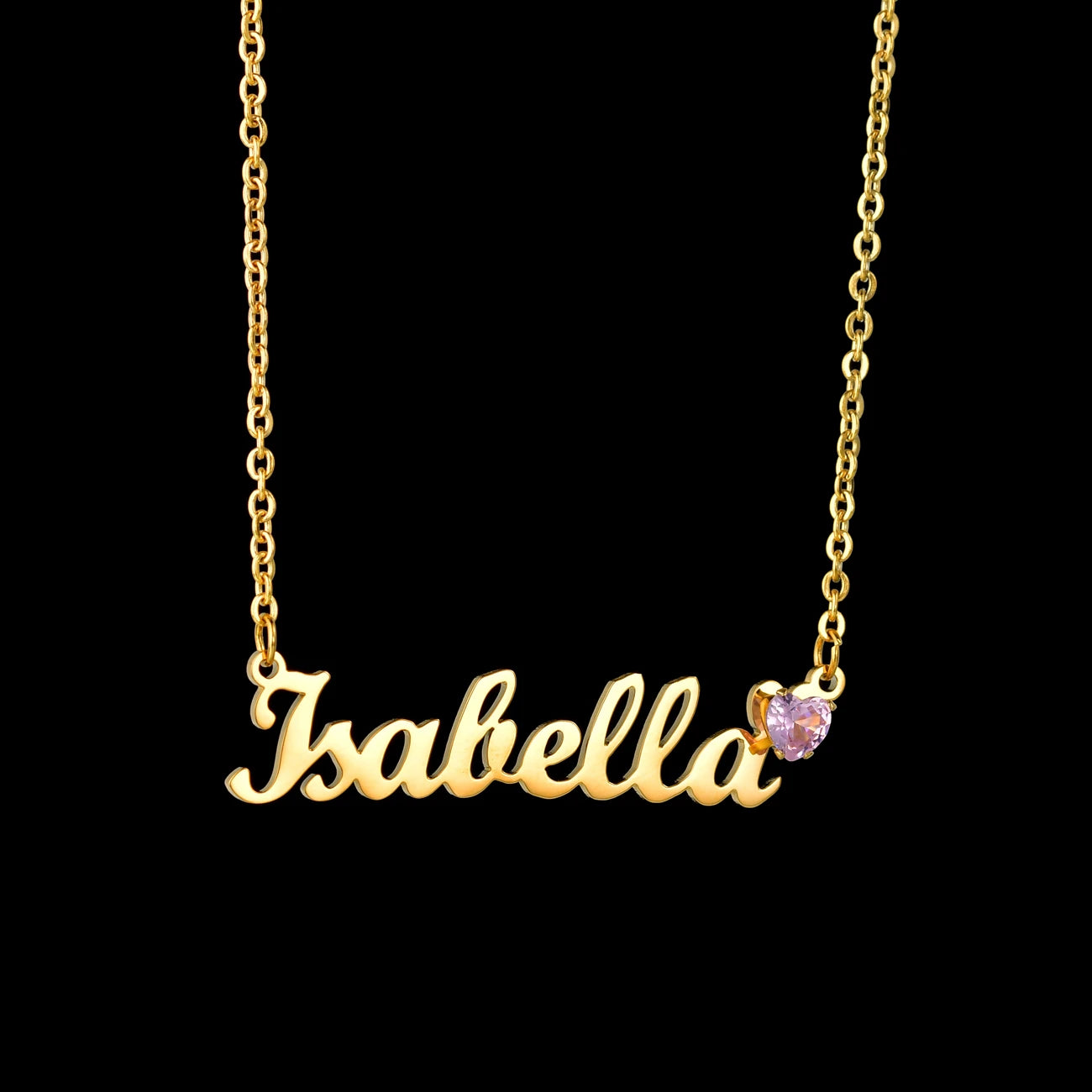 Acheerup Personalized Custom Name Necklaces for Women Stainless Steel Birthstone Zircon Link Chain Pendant Jewelry Birthday Gift