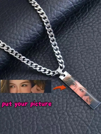 Personalize Photo Necklace Coloured Eye/Half Face Engraving Necklaces Couples Necklace With Customized Name Valentine's Day Gift