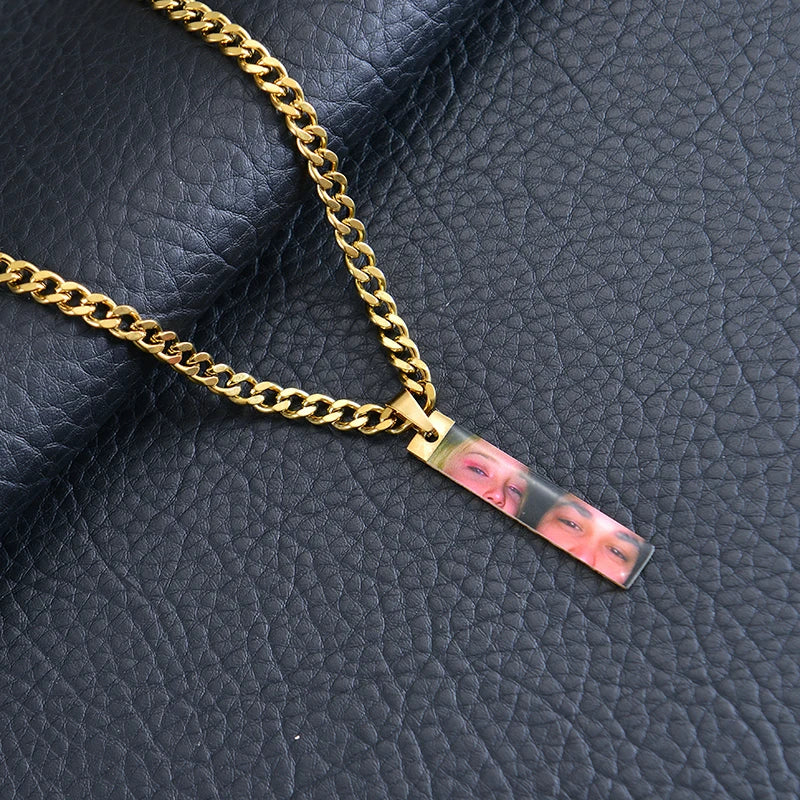 Personalize Photo Necklace Coloured Eye/Half Face Engraving Necklaces Couples Necklace With Customized Name Valentine's Day Gift