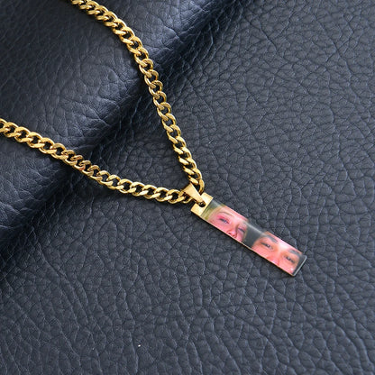 Personalize Photo Necklace Coloured Eye/Half Face Engraving Necklaces Couples Necklace With Customized Name Valentine's Day Gift