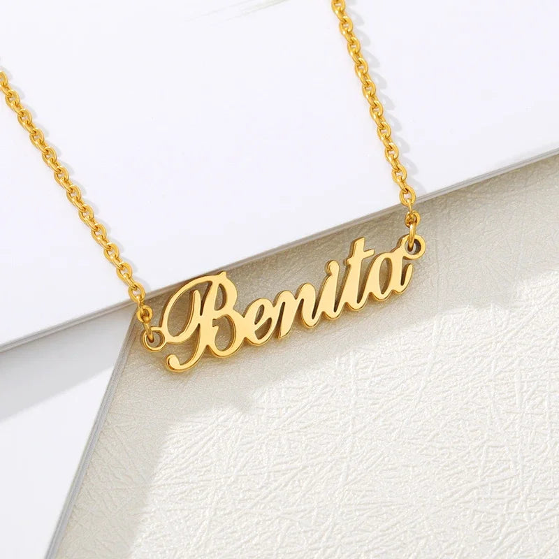 Stainless Steel Custom Name Necklaces With Heart Vintage Letter Choker Necklaces For Women Fashion Jewelry Valentine's Day Gifts