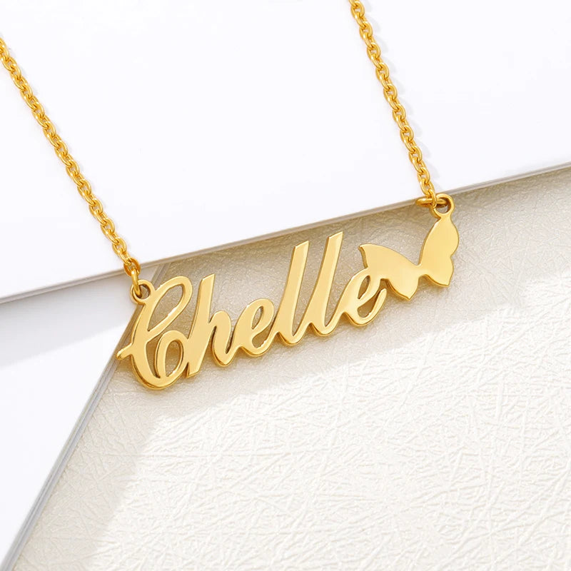 Stainless Steel Custom Name Necklaces With Heart Vintage Letter Choker Necklaces For Women Fashion Jewelry Valentine's Day Gifts